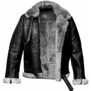 Handmade Sheepskin Shearling Aviator Jacket: RAF B3 Bomber Coat