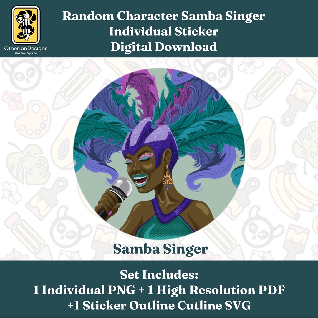 Hand-drawn Samba Singer Digital Sticker - Etsy