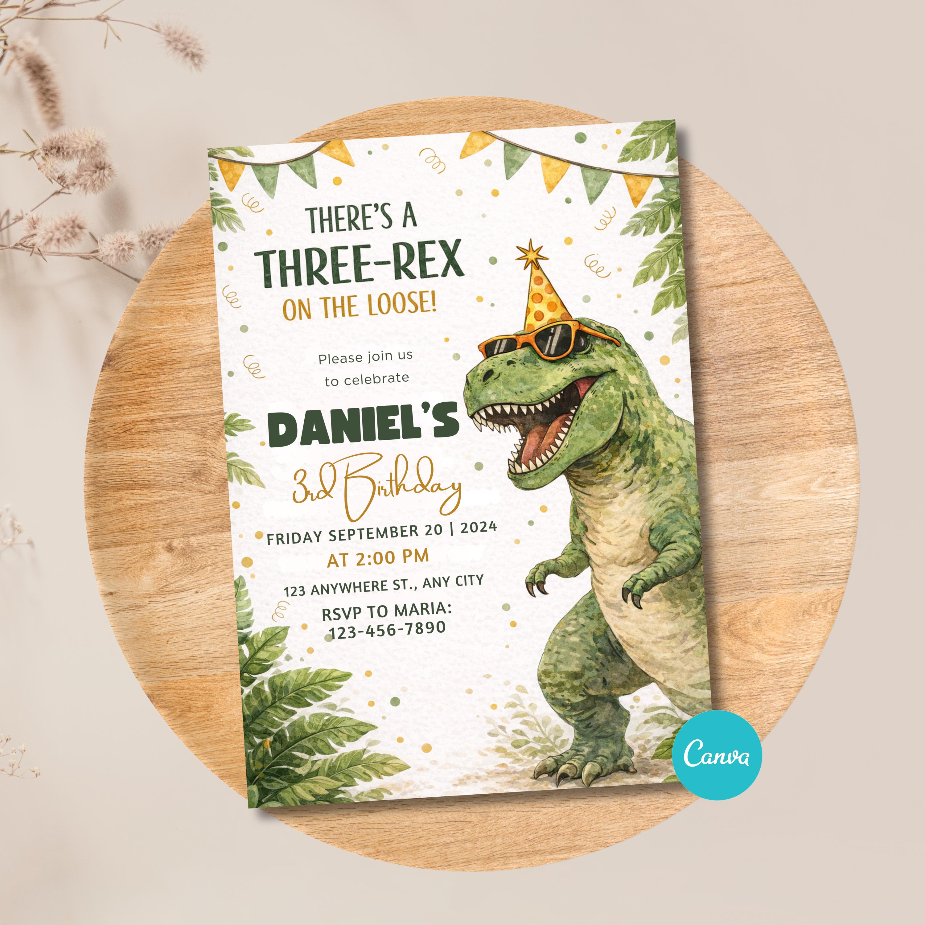 LoaHak Dino Geburtstagseinladungen – 20 Karten + Umschläge – Jurassic Dino-Motiv (10,2 X 15,2 Cm)