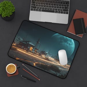 Cosmic World Desk Mat - Sci-Fi Mouse Pad, Alien Terrain Design, Extra Wide Gaming Surface, Galaxy Decor