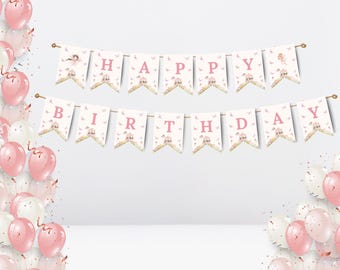 Fairy 1st Birthday Banner | Editable Magical Garden Party (Canva Template)