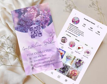 Floral Instagram Business Card Template: Editable Canva Design (Digital Download