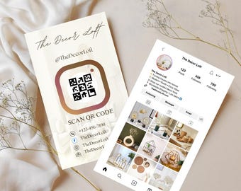 Home Decor Instagram Business Card: Editable Canva Template with QR Code (Digital Download)