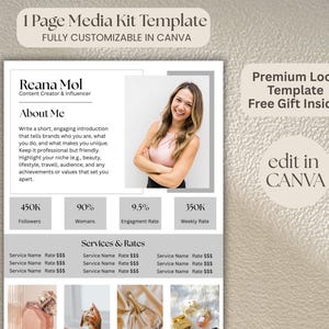 Influencer Media Kit Template, Media Kit Template Canva, Rate Sheet Template, Instagram Media Kit, Blogger Press Kit, Instant Download