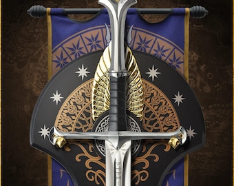 High Kingdom Elven King Sword | Hand-Forged Ring of Power Decorative Blade | Unique Collectible Home Decor Gift for Fantasy Lovers, Him, Dad