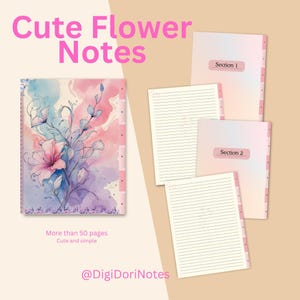 Pastel Flower Digital Notebook | Hyperlinked Planner for GoodNotes & Notability | Aesthetic iPad Journal