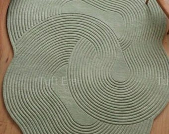 9x12 Sage Green Organic Wavy Rug, Hand Tufted Wool Area Rug, Japandi Scandinavian Minimalist Carpet, Modern Abstract Living Room Rug home