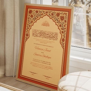 Elegant Floral Nikkah Certificate: Editable Islamic Marriage Contract (A3/A4 PDF Digital Download)