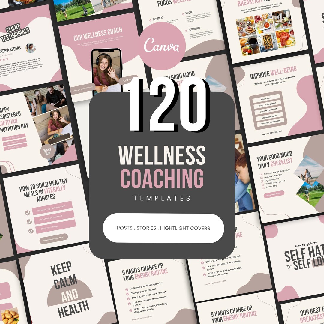 Wellness Instagram Templates | Canva Social Media Posts - Etsy