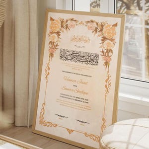 Floral Nikkah Certificate: Editable Islamic Marriage Contract (A3/A4 PDF Download)