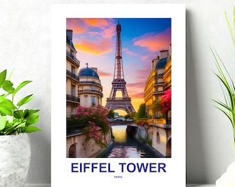Impression téléchargeable Tour Eiffel : téléchargement Paris, impression numérique France, décoration d'intérieur Français, art mural paysage urbain Europe monument