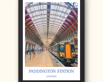 London Paddington Station Poster, Brit Home Décor, London Wall Art, Paddington Station Print, London Print, London Rail Artwork, Train Gift