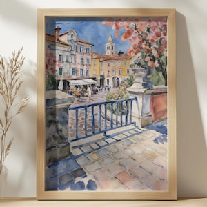 Zadar Croatia Watercolor Print: European City Scene (Digital Download Available A3 Size PNG File)