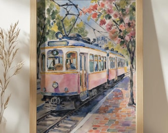 Bucharest Romania Wall Art Print | Tram scene Europe Travel (Digital Download)