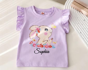 Custom Kids Bunny T Shirt Personalized Rabbit Top Add Logo Name Text For Children