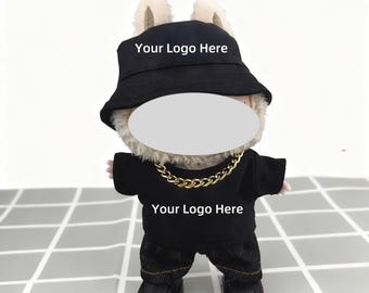 Custom 2PCS Dolls Black Shirt And Hat Set, Personalized Dolls T Shirt And Hat, Custom Dolls Clothes And Hat Gift