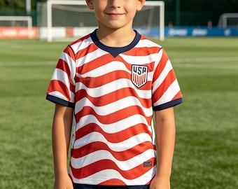 Custom USA voetbalshirt en shorts voor kinderen Gepersonaliseerd FIFA 2026 voetbalshirt aangepaste naam WK-kleding
