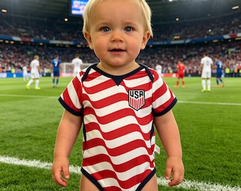 Body de bebé personalizado de la selección de fútbol de EE. UU. Camiseta de fútbol FIFA 2026 personalizada para bebé Pelele personalizado con nombre para bebé para la Copa del Mundo