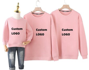 Custom Kids And Parents Shirt Personalized Families Sweatshirt Add Logo Name Text For Children And Adults