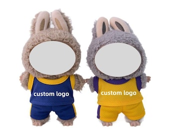 Benutzerdefinierte 2 STÜCKE Puppen Basketball T-Shirt und Hut Set, 2 STÜCKE Puppen Sporthemd und Hut, benutzerdefiniertes Top und Hut Logo und Text für 6-7 Zoll Puppen