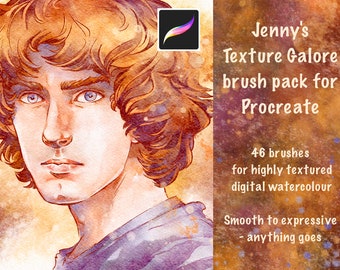 Jenny's Texture Galore Brush Set - 46 Procreate Pinsel + 1 digitale Leinwand (digitaler Download)