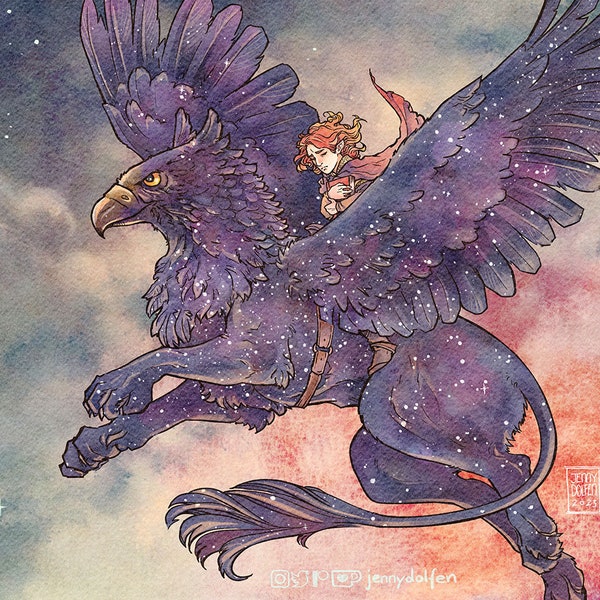 A gryphon made of stars - signed giclée print