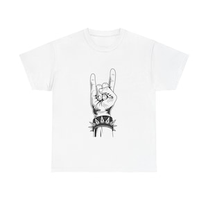 Rock On Unisex Schwere Baumwolle T-Shirt | Musik-Liebhaber-Geschenk, Band-T-Shirt, Konzert-Outfit, Festivalkleidung, Edgy Style