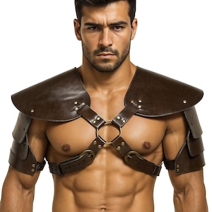 PU-leren schouderharnas voor heren: middeleeuws cosplaykostuum