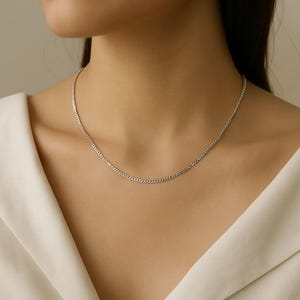 Collier chaîne box en argent sterling : argent massif 925 minimaliste, 18 pouces