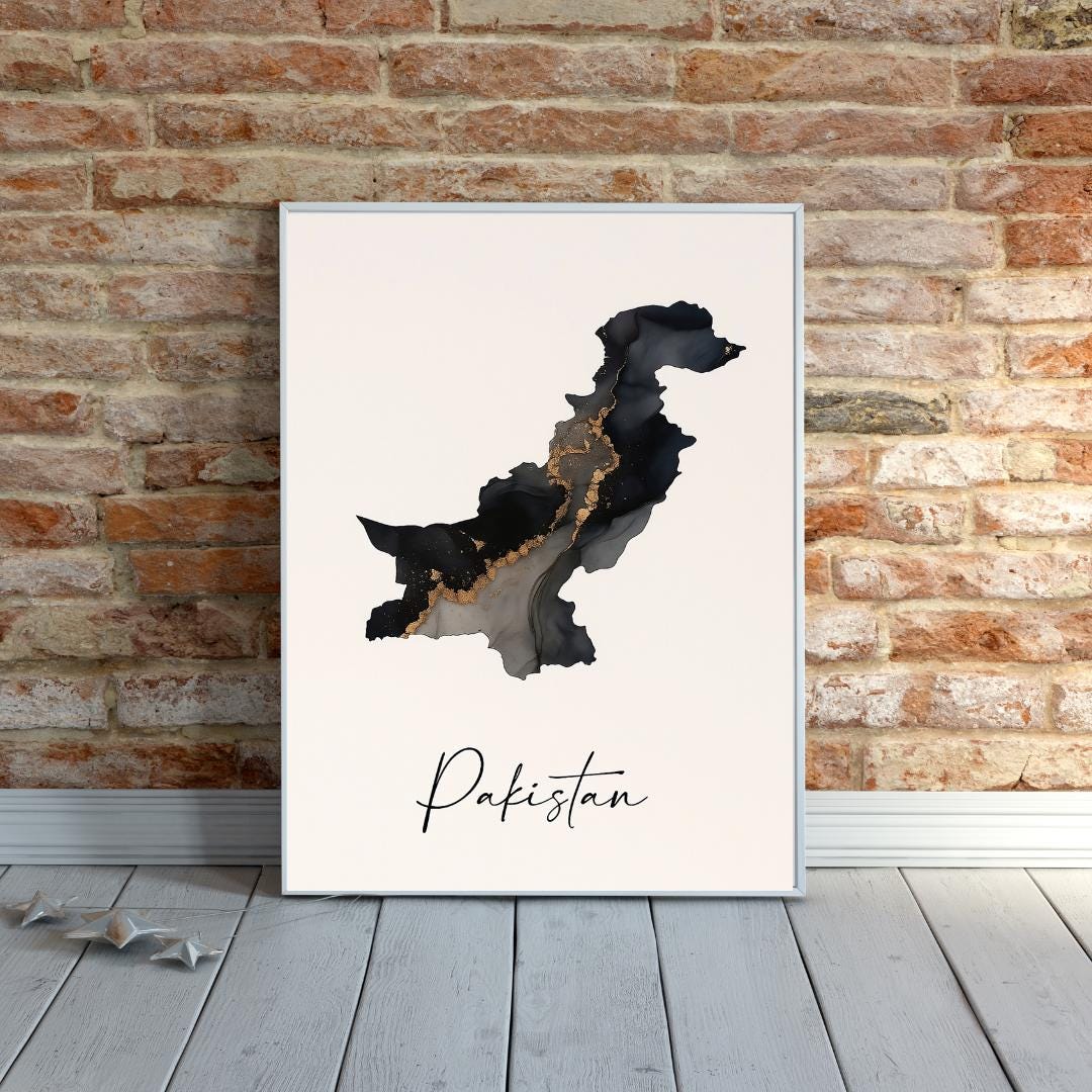 Watercolor Pakistan Map Poster: Modern Islamic Home Decor - Etsy