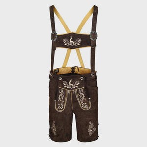 Authentic Bavarian Oktoberfest Lederhosen Shorts with Suspenders - Traditional German Clothing