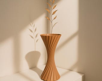 Modern Twisted Hourglass Vase, Minimalist Geometric Decorative Flower Pot for Living Room, Office, Table Centerpiece Decor, Gift Ideas