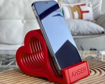 Personalized Heart Phone Stand, Valentines Day Gifts, Anniversary Gifts, Cute Phone Holder, Personalized Romantic Gift for Him Her