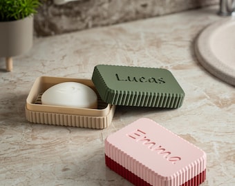 Custom Soap Dish, Travel Soap Case, Name Soap Holder, Draining Soap Dish with Lid, Gym Soap Box, Bar Soap Holder, Bathroom Storage