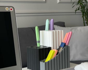 3D Printed Pen Holder Set, Geometric Desk Organizer, Multi-Color