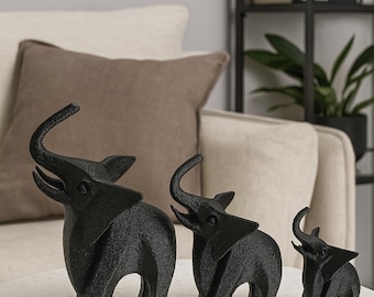 Minimalistische olifantenbeeldjes – moderne woondecoratie, set van 3