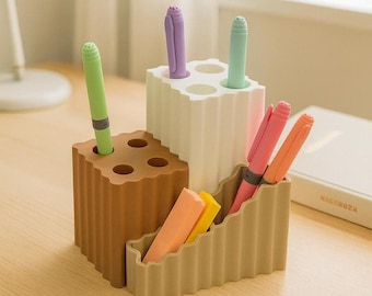 3D Printed Pen Holder Set, Geometric Desk Organizer, Multi-Color