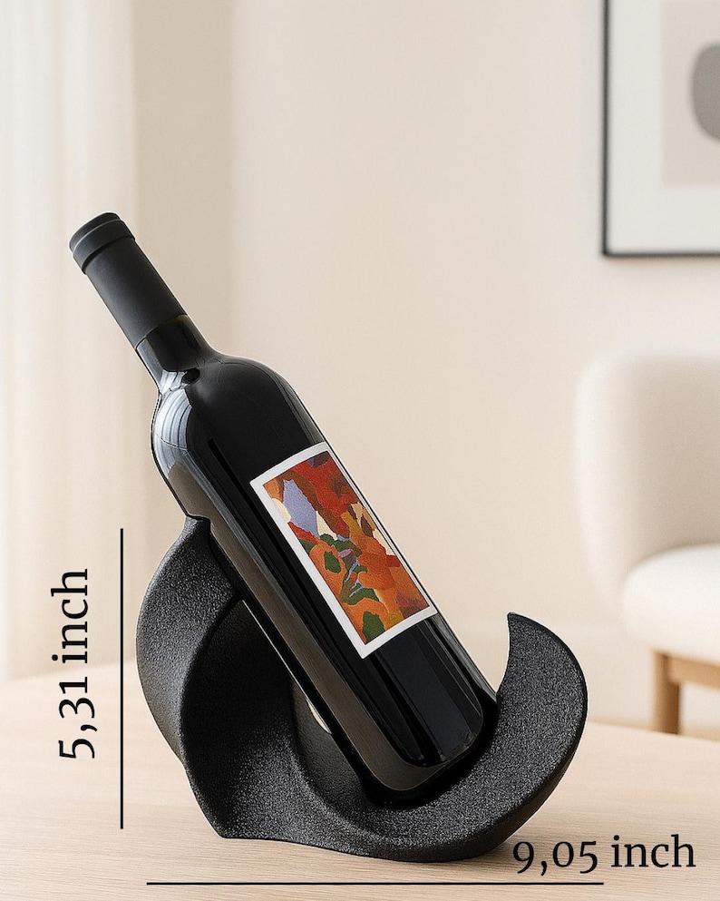 Minimalist Modern Wine Bottle Holder, Decorative Stand, Unique Bar & Home Decor Gift, Gift for her, Gift for him, Housewarming Gift image 6