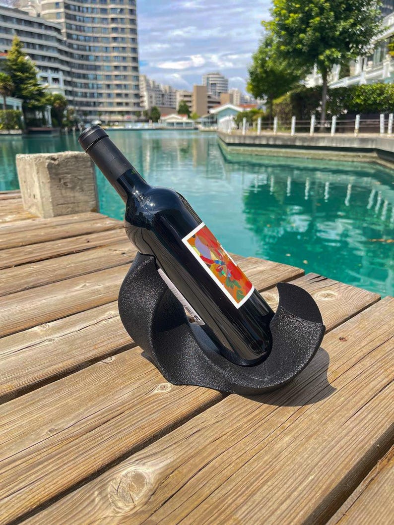 Minimalist Modern Wine Bottle Holder, Decorative Stand, Unique Bar & Home Decor Gift, Gift for her, Gift for him, Housewarming Gift image 5