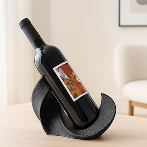 Minimalist Modern Wine Bottle Holder – Printed Decorative Stand – Unique Bar & Home Decor Gift, Gift for her, Gift for him