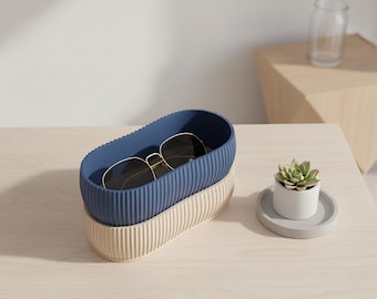 Personalized Stackable Eyeglasses Organizer Tray for Eyeglass Storage, Multi Color Plastic Glasses Holder for Desk or Drawer Use