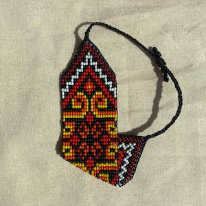 Handmade Indigenous-inspired red woven beaded bracelet | Colombian owned and made | Gifts for her and him | adjustable cord
