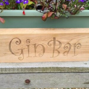 Gin Bar Wooden Sign – Engraved Rustic Decor