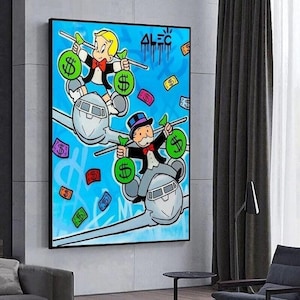 Graffiti Art Alec Monopoly Canvas Painting Money Cartoon Wall Art Picture For Living Room Home Decoration Cuadros