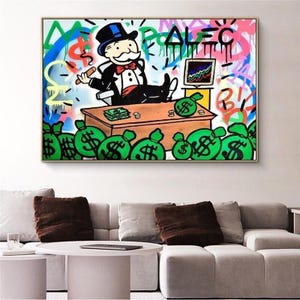 Alec Monopoly Rich Money Man Canvas Painting On The Wall Art Posters And Prints Graffiti Art Wall Colorful
