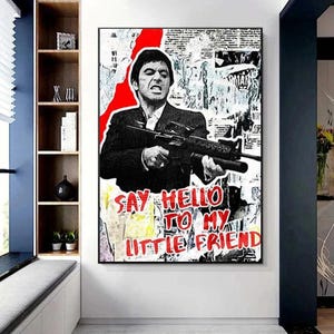 Classic Movie Poster Tony Montana Scarface Canvas Painting Wall Art Graffiti Prints Gangster Film Godfather House Decor Wall Art