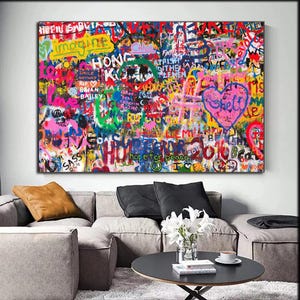 Colorful Graffiti Pop Art Canvas Print for Wall Decor – Urban Street Style Abstract Painting – Modern Vibrant Home Art Poster