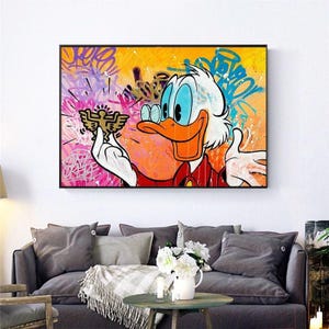 Donald Duck Cartoon Graffiti Bansky Kunst Mode Leinwand Malerei Wandkunst Poster und Drucke Graffiti Cartoon