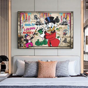 Scrooge Monopoly LOVING MONEY Graffiti Art Canvas Paintings on the Wall Art Posters and Prints Street Art Decor