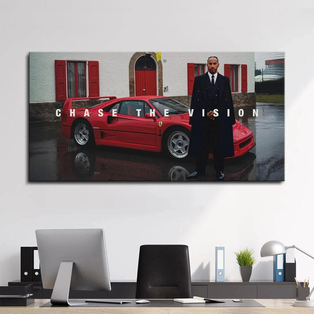 Lewis Hamilton X Ferrari Motivational Canvas Wall Art Luxury Car Poster ...